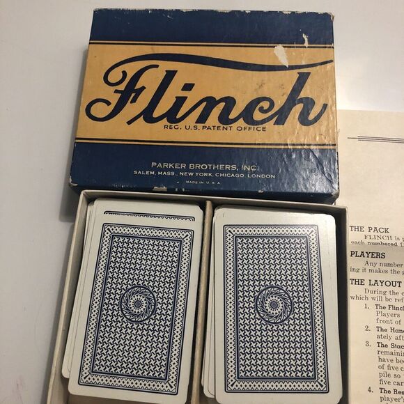 Vintage 1938‎ Parker Brothers Blue Box FLINCH Card Game Complete w/ instructions - Picture 2 of 3